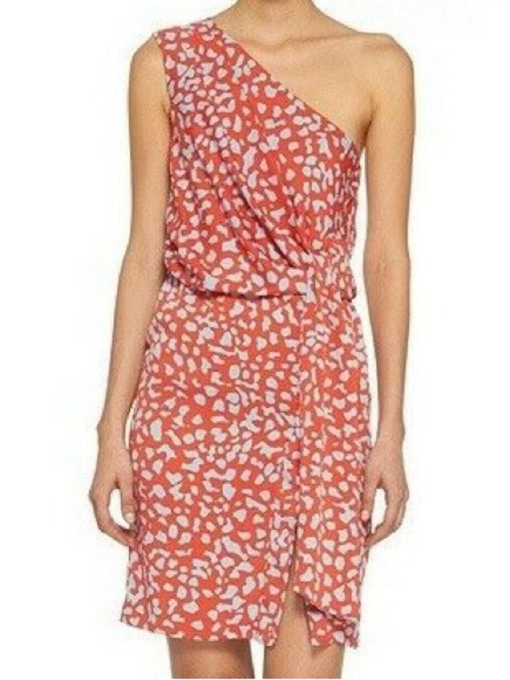 [0]Diane Von Furstenberg Agantha Stretch Silk One Shoulder Faux Wrap Dress